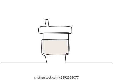 paper cup object one line art design