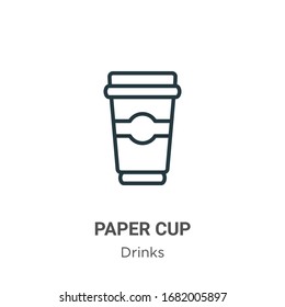 Paper cup outline vector icon. Thin line black paper cup icon, flat vector simple element illustration from editable drinks concept isolated stroke on white background