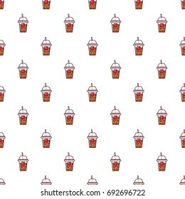 Paper cup pattern in cartoon style. Seamless pattern vector illustration