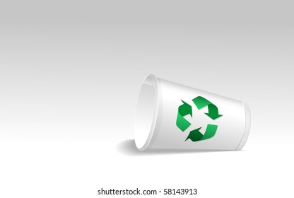 Paper cup with recycle sign