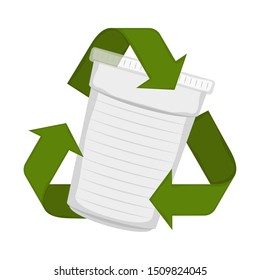 Paper cup in a recycling symbol - Vector illustration