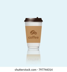 Paper cup with reflection. Coffee. Vector illustration.