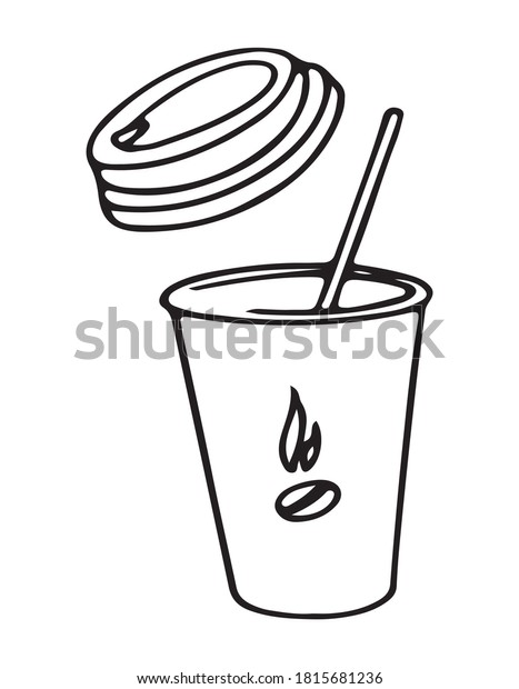 Paper Cup Straw Open Lid Hot Stock Vector (Royalty Free) 1815681236 ...