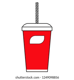 Paper cup with a straw. Vector illustration on white background