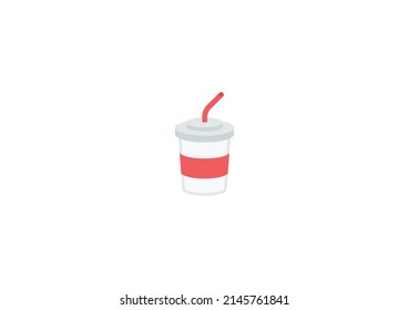 Paper cup with straw Vector Isolated Emoticon. Fast Food Cup Icon