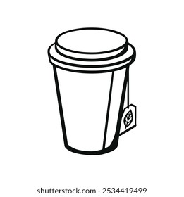 paper cup of tea to go logo, line