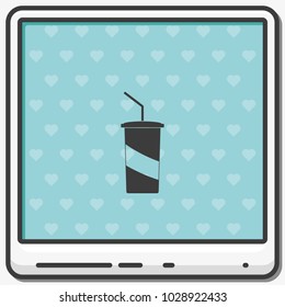 Paper cup template for soda or cold beverage flat vector icon.