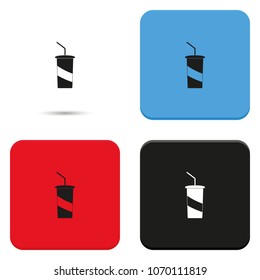 Paper cup template for soda or cold beverage flat vector icon.