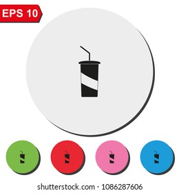 Paper cup template for soda or cold beverage flat round colorful vector icon.
