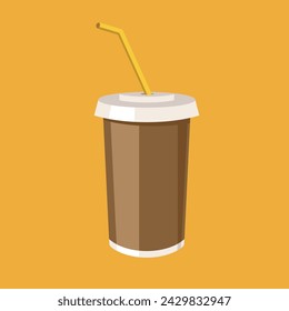 paper cup template for soda or cold drink with straw