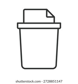 Icono de basura de taza de papel en diseño de línea. taza desechable, desechos, basura sobre Vector de fondo blanco. Icono de trazo editable de residuos