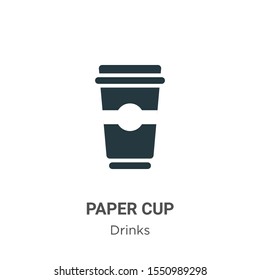 Paper cup vector icon on white background. Flat vector paper cup icon symbol sign from modern drinks collection for mobile concept and web apps design.
