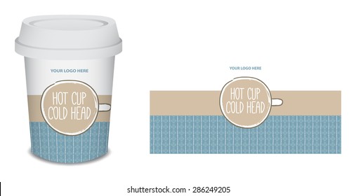 Paper Cup/mug Coffee Or Tea Design For Your Company In Vector, White, Blue, Brown. Only Add Your Logo.