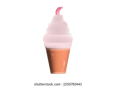 Paper cups filled with coffeeice cream in 3D on a white background
