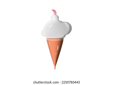 Paper cups filled with coffeeice cream in 3D on a white background