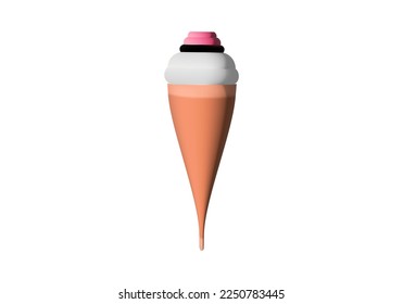 Paper cups filled with coffeeice cream in 3D on a white background