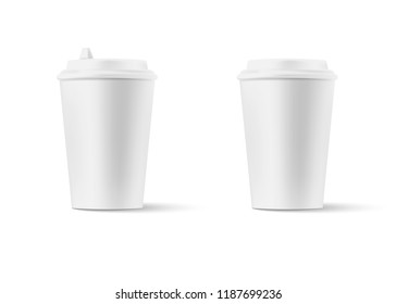 Paper cups isolated on white background. Vector illustration. Eps 10.