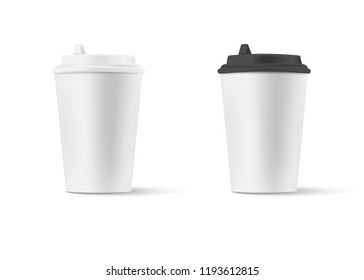 Paper cups isolated on white background. Vector illustration. Eps 10.