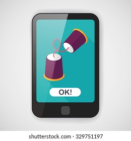 paper cups phone flat icon with long shadow,eps10