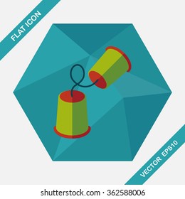 paper cups phone flat icon with long shadow,eps10
