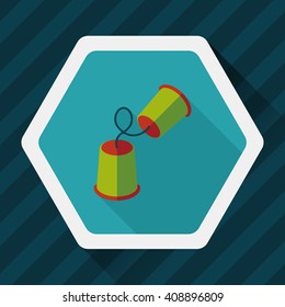 paper cups phone flat icon with long shadow,eps10