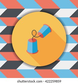 paper cups phone flat icon with long shadow,eps10