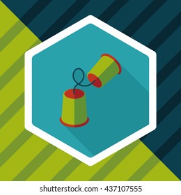 paper cups phone flat icon with long shadow,eps10