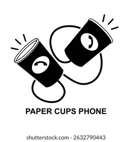 Paper cups phone isolated on background vector illustration.
