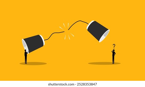 Paper Cups and Phones and Communication Cut Off. vector 