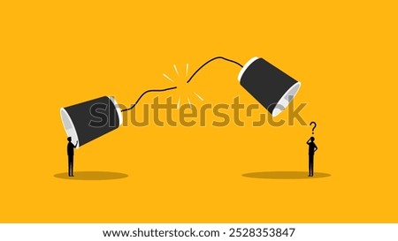 Paper Cups and Phones and Communication Cut Off. vector 