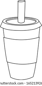paper cups of soda water. Illustration in flat style. Disposable cold Drink Cup icon. Good print for restaurant menu and paper napkin. 