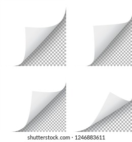 Paper curl set. Page curl corner. Vector illustration
