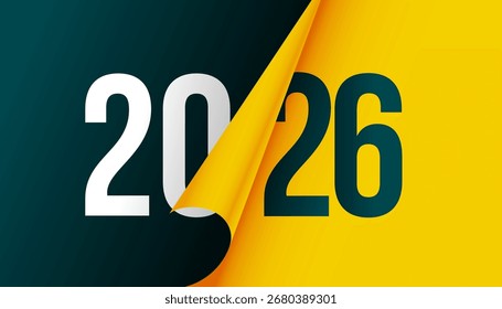paper curl style 2026 new year banner vector