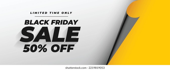 vectores de banner de duración limitada de friday negro estilo curvo de papel 
