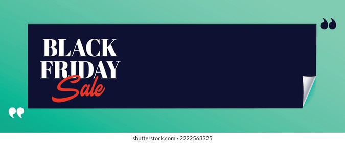 paper curl style black friday sale wide banner with text space vector 