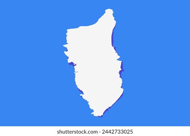 Paper Curl Stylized of Aruba Map with Shadow isolated on Blue Background.