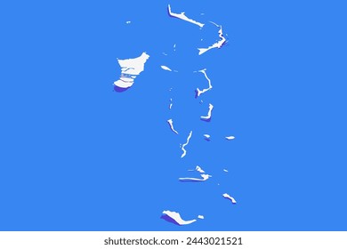 Paper Curl Stylized of Bahamas Map with Shadow isolated on Blue Background.