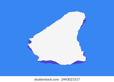 Paper Curl Stylized of Barbados Map with Shadow isolated on Blue Background.