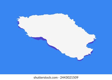 Paper Curl Stylized of Bhutan Map with Shadow isolated on Blue Background.