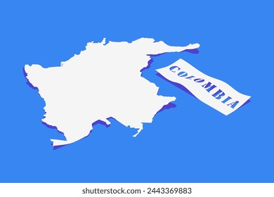 Paper Curl Stylized of Colombia Map with Shadow isolated on Blue Background.