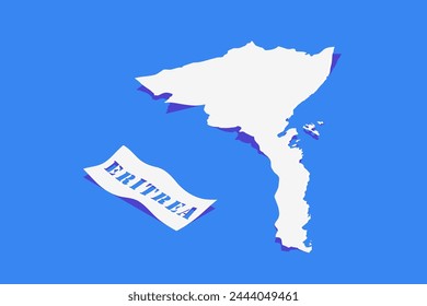 Papier Curl Stilisiert von Eritrea Karte mit Schatten isoliert auf blauem Hintergrund.