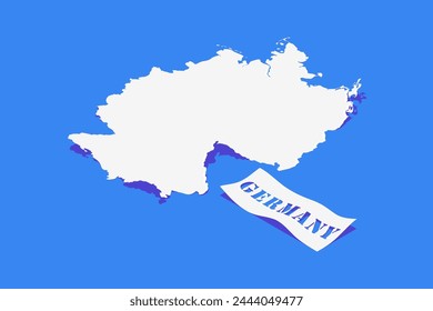 Paper Curl Stylized of Germany Map with Shadow isolated on Blue Background.