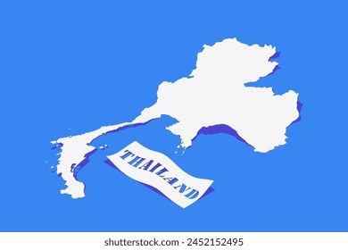 Paper Curl Stylized of Thailand Map with Shadow isolated on Blue Background.