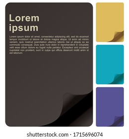 Paper with curled corners vector Element for business message. vector illustration