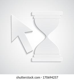 Paper cursor with hourglass. EPS10 vector