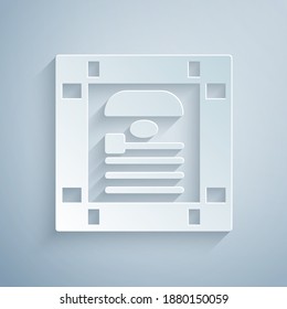 Paper cut 26 November india constitution day icon isolated on grey background. Paper art style. Vector.