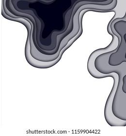 paper cut 3D abstract gray background, vector