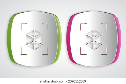 Paper cut 3d modeling icon isolated on grey background. Augmented reality or virtual reality. Paper art style. Vector