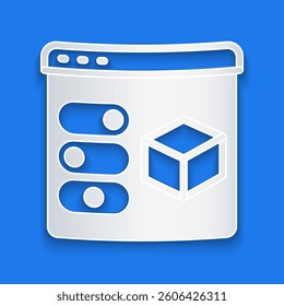 Paper cut 3D printer icon isolated on blue background. 3d printing. Paper art style. Vector