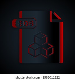 Paper cut 3DS file document. Download 3ds button icon isolated on black background. 3DS file symbol. Paper art style. Vector Illustration